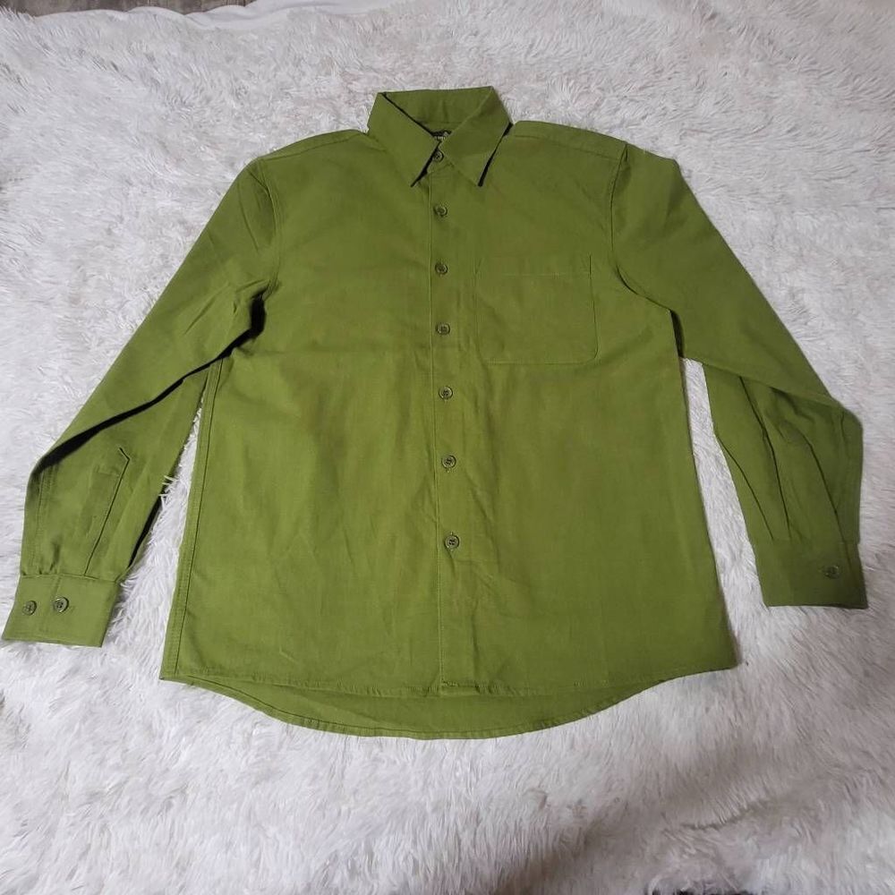 Weekendz off long sleeve button-up casual green shirt S